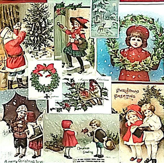 Decoupage Napkins 6.5"- Nostalgic Christmas Cards