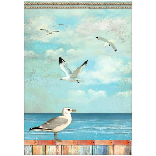 Stamperia  Rice Paper A4 - Blue Dream Seagulls