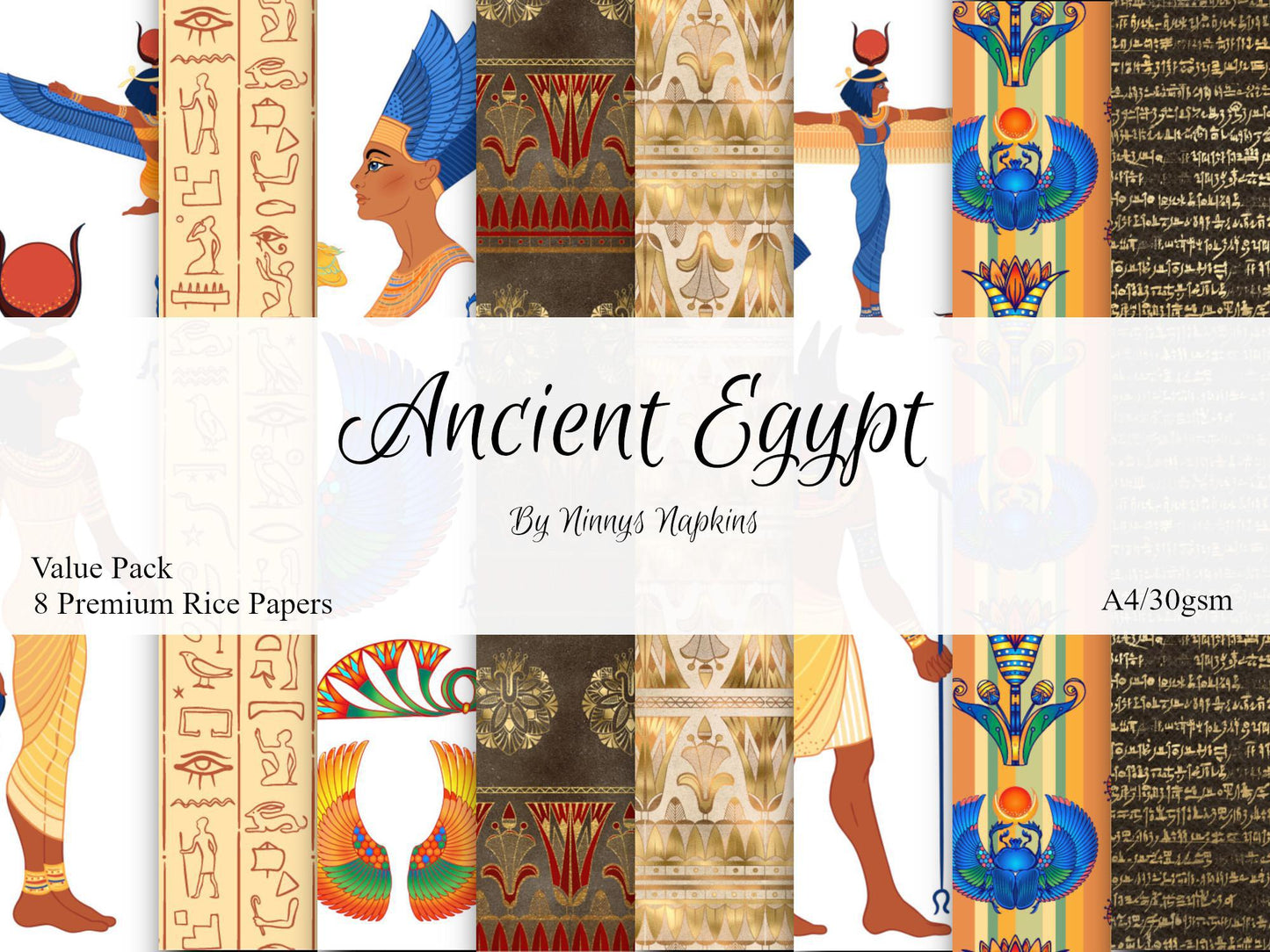 Ninny's Rice Paper A4 Value Pack of 8 - Ancient Egypt