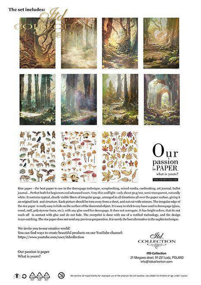 ITD Collection A4 Rice Paper Value Pack of 11 - Mysterious Forest