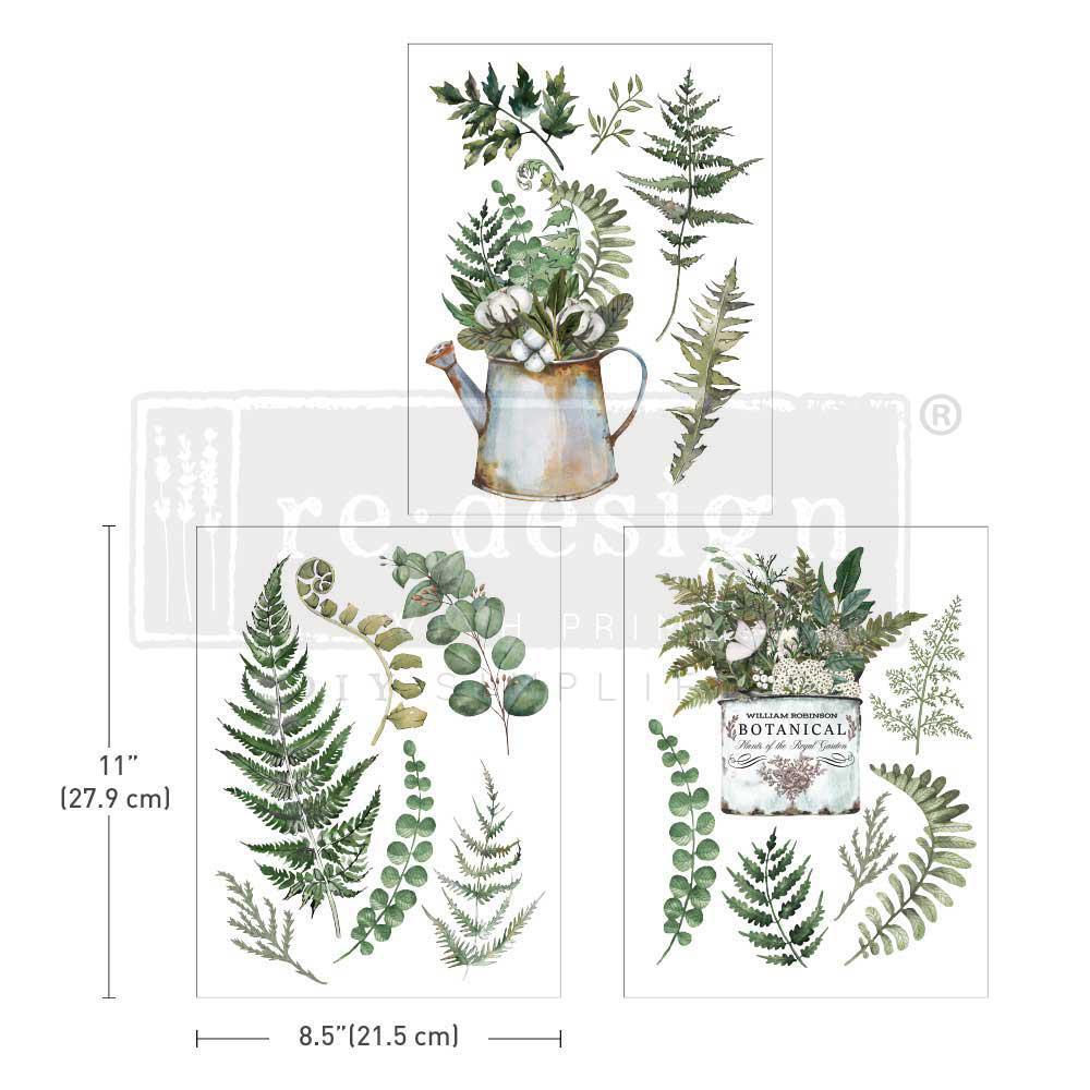 Re-Design with Prima Middy Transfers 8.5"X11" 3/Sheets - Botanical Snippets