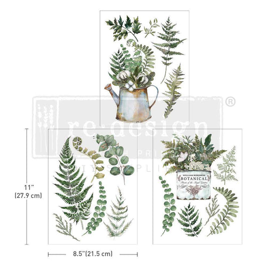 Re-Design with Prima Middy Transfers 8.5"X11" 3/Sheets - Botanical Snippets