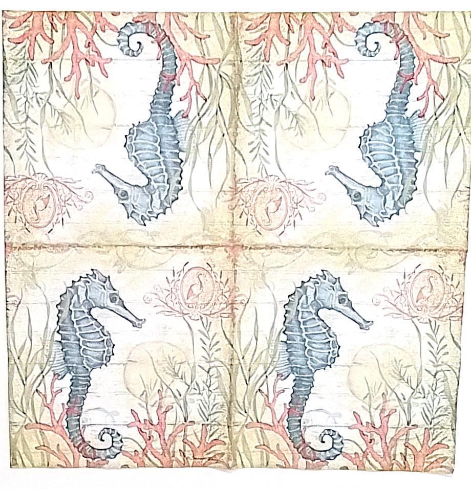 Decoupage Napkins 5"- Seahorse and Coral