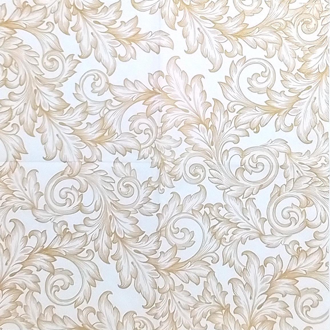 Decoupage Napkins 6.5" - Baroque Gold and White