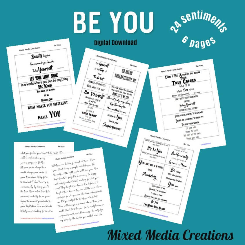 Mixed Media Creations Digital Sentiment Pack - Be You