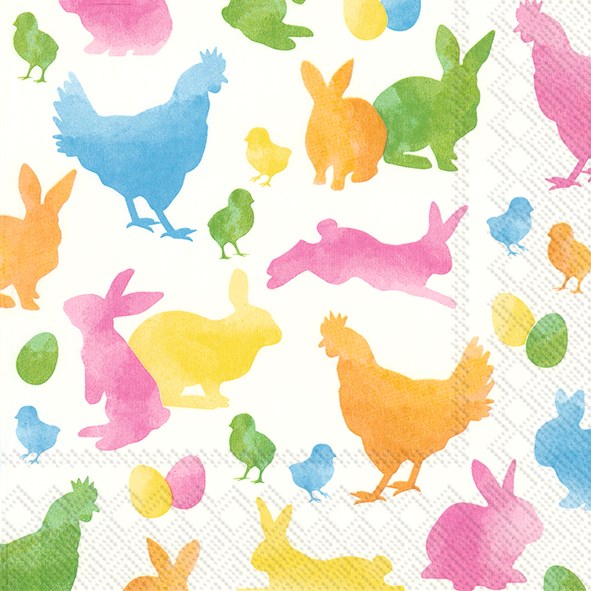 Decoupage Napkins 6.5"- Colourful Rabbits