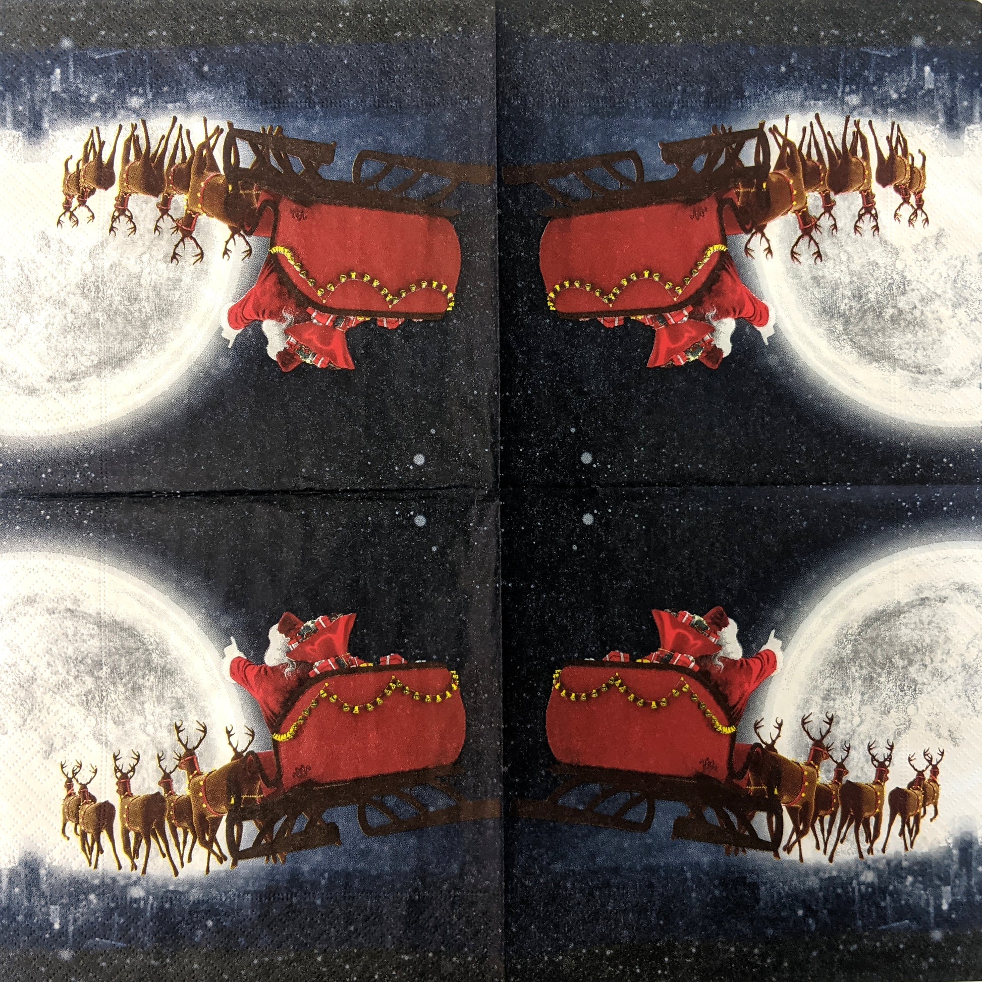 Decoupage Lunch Napkins 6.5" - Flying Santa
