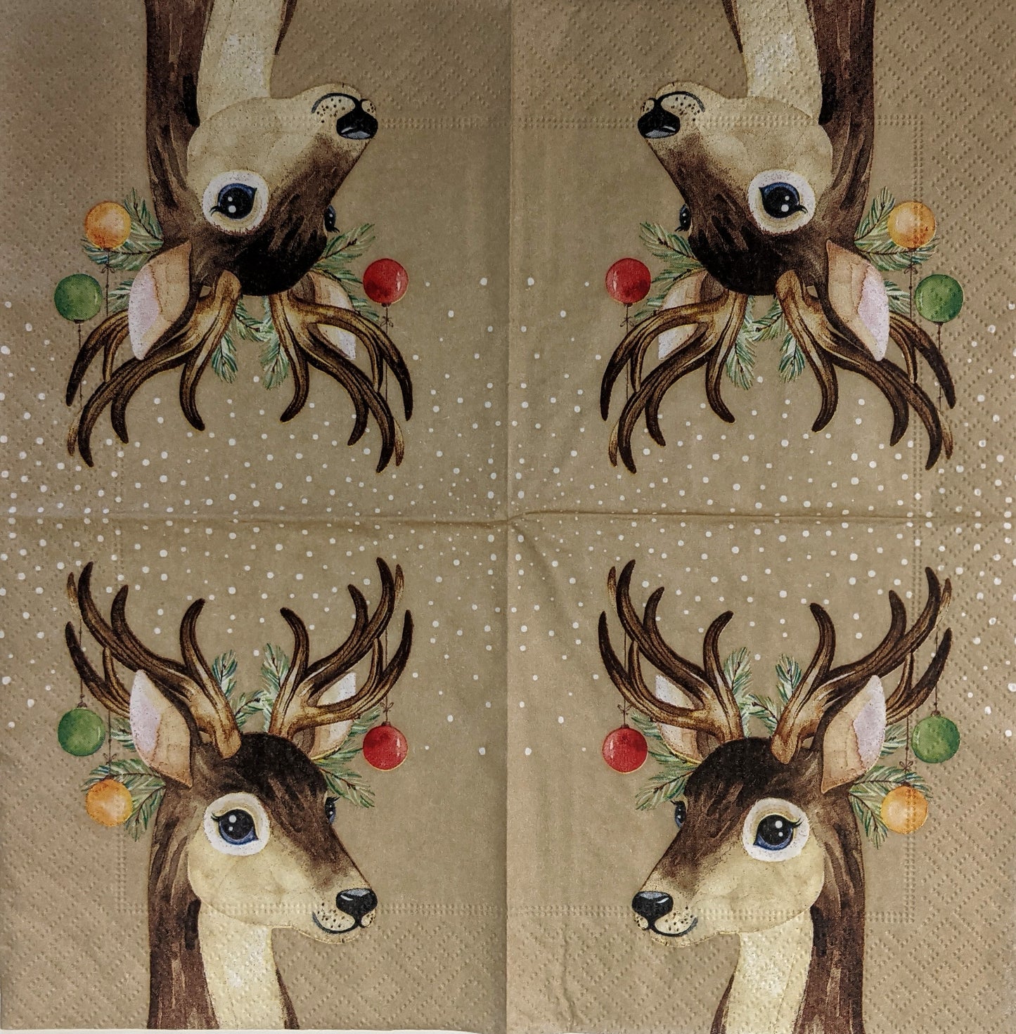 Decoupage Napkins 5"- Deer Baubles