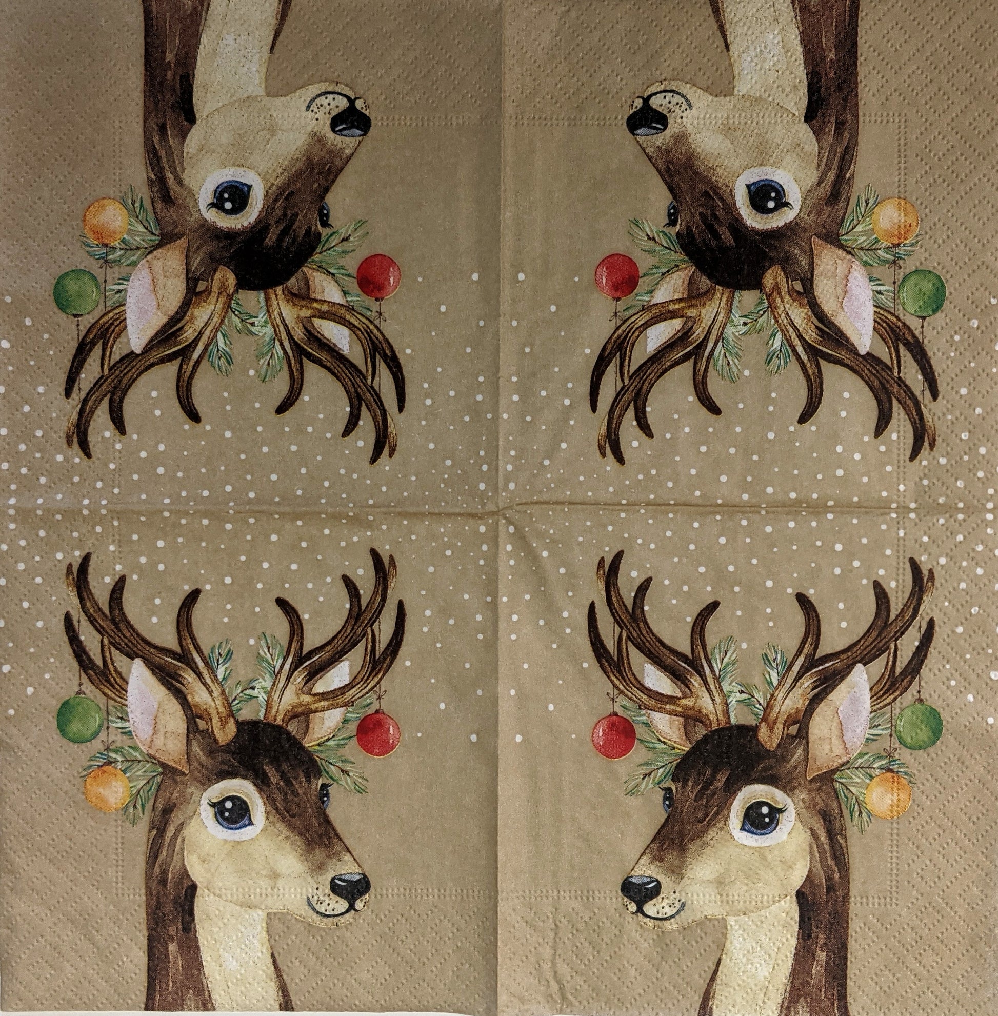 Decoupage Napkins 5"- Deer Baubles