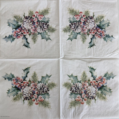 Decoupage Napkins 6.5" - Holly and Berries