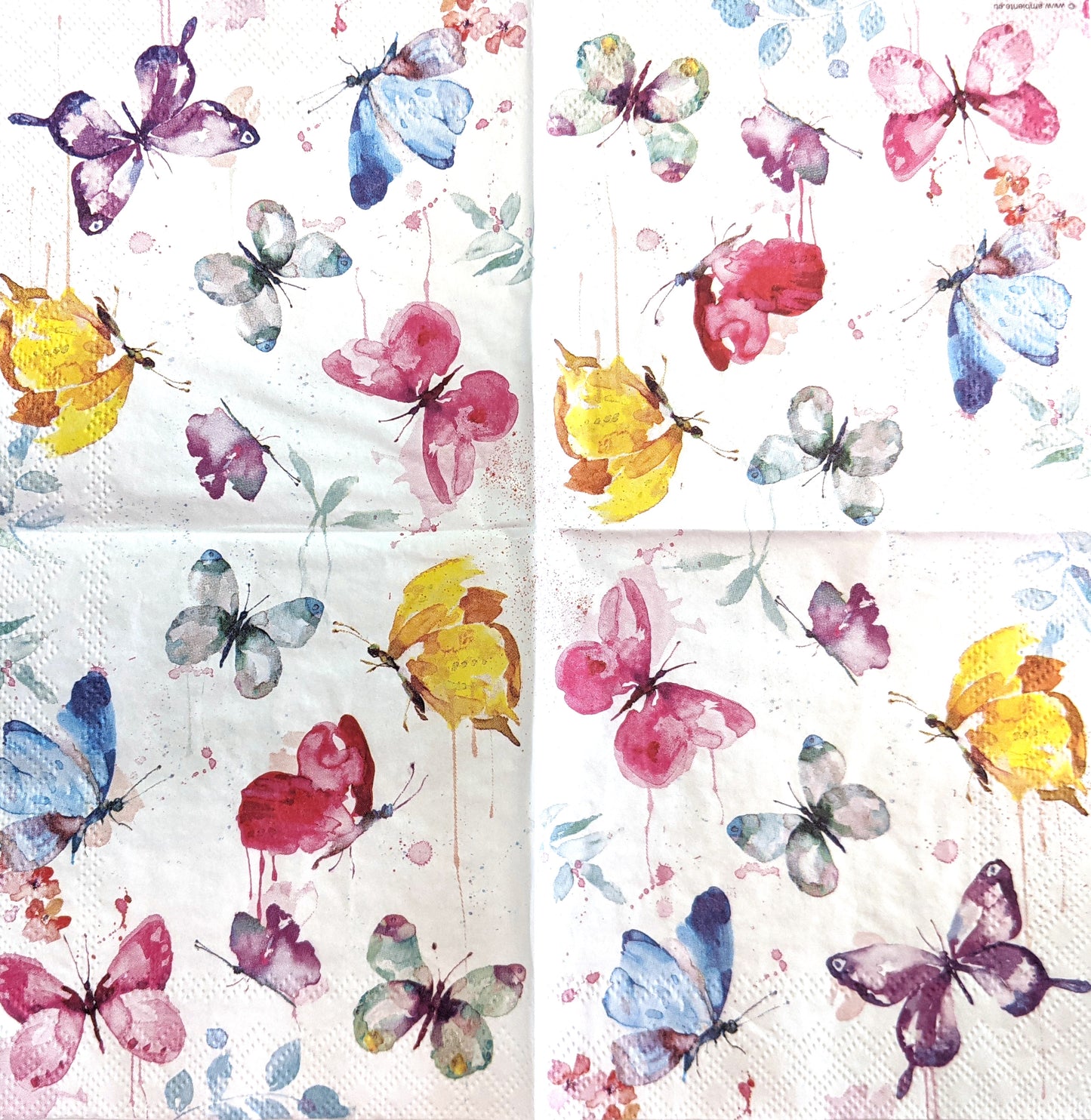 Decoupage Napkins 6.5" - Butterfly Collection, White