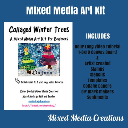 CreativeKady's Mixed Media Creations - Collaged Winter Trees Art Kit
