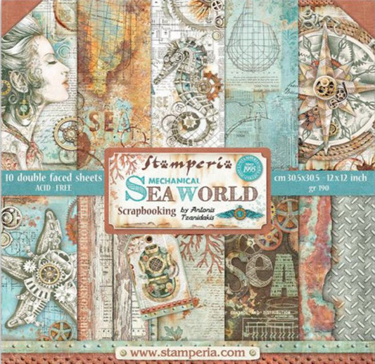 Stamperia 12" Scrapbook Paper Pad - Mechanical Sea World