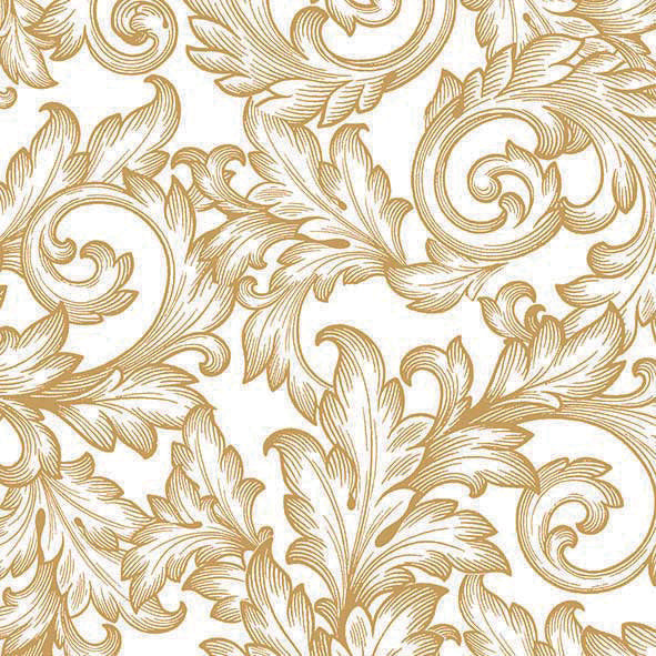 Decoupage Napkins 6.5" - Baroque Gold and White