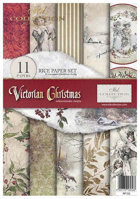 ITD Collection A4 Rice Paper Value Pack of 11 - Victorian Christmas