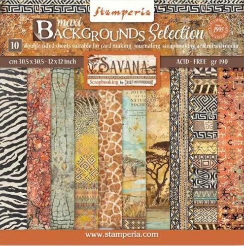Stamperia 12" Scrapbook Paper Pad Maxi Background Selection - Savana