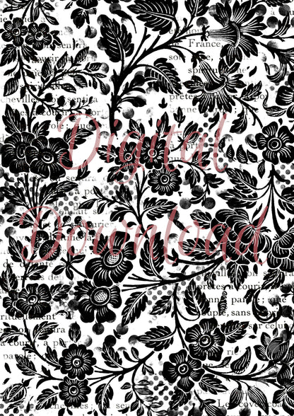 Ninny's Floral Backgrounds Set - Digital Download A4