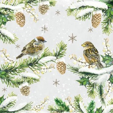 Decoupage Napkins 5" (2pcs)- Sparrows in Snow