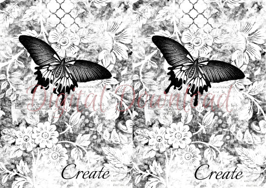 Ninny's Black Butterfly Digital Download A5