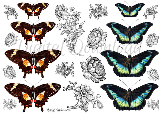 Ninny's Butterfly Bits Digital Download A4