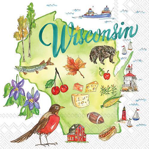 Decoupage Napkins 5"- WI State Collection