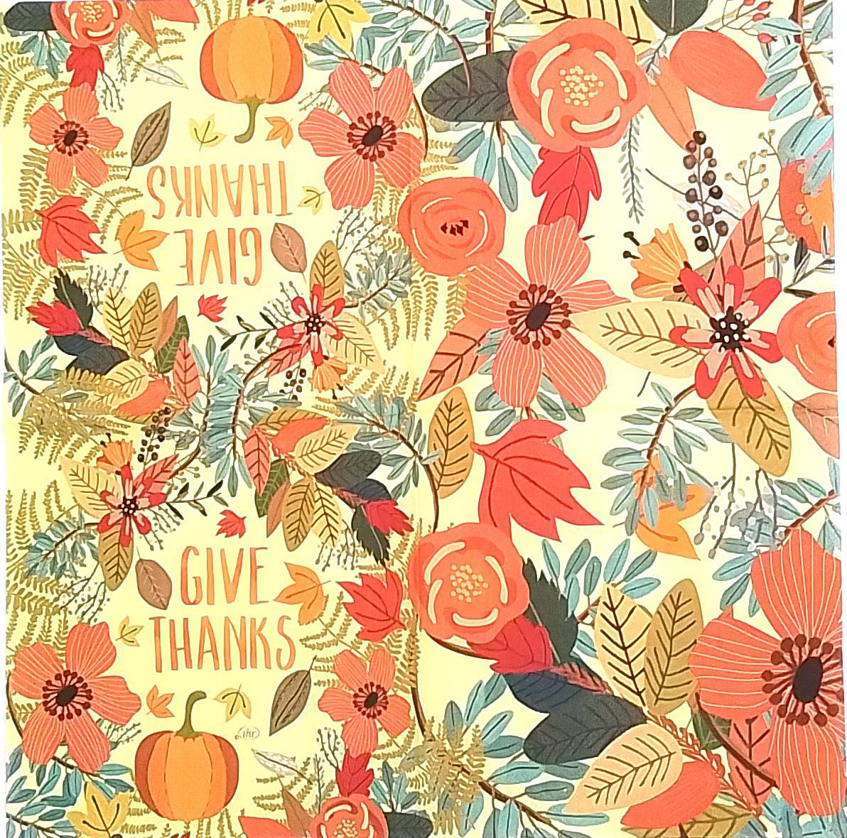 Decoupage Napkins 6.5"- Give Thanks Floral