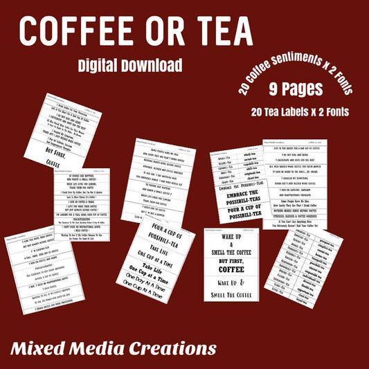 Mixed Media Creations Digital Sentiment Pack - Coffee or Tea ?