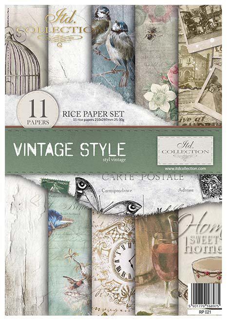 ITD Collection A4 Rice Paper Value Pack of 11 - Vintage Style