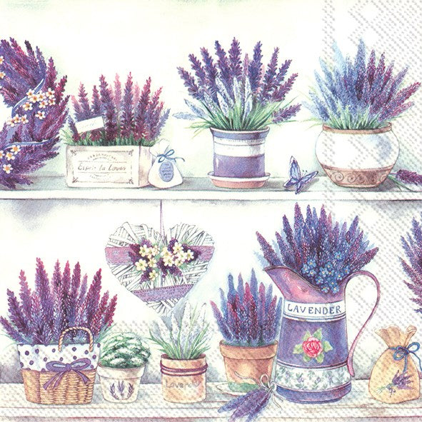 Lavender Pots Napkins for Decoupage