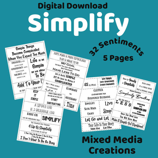Mixed Media Creations Digital Sentiment Pack - Simplify