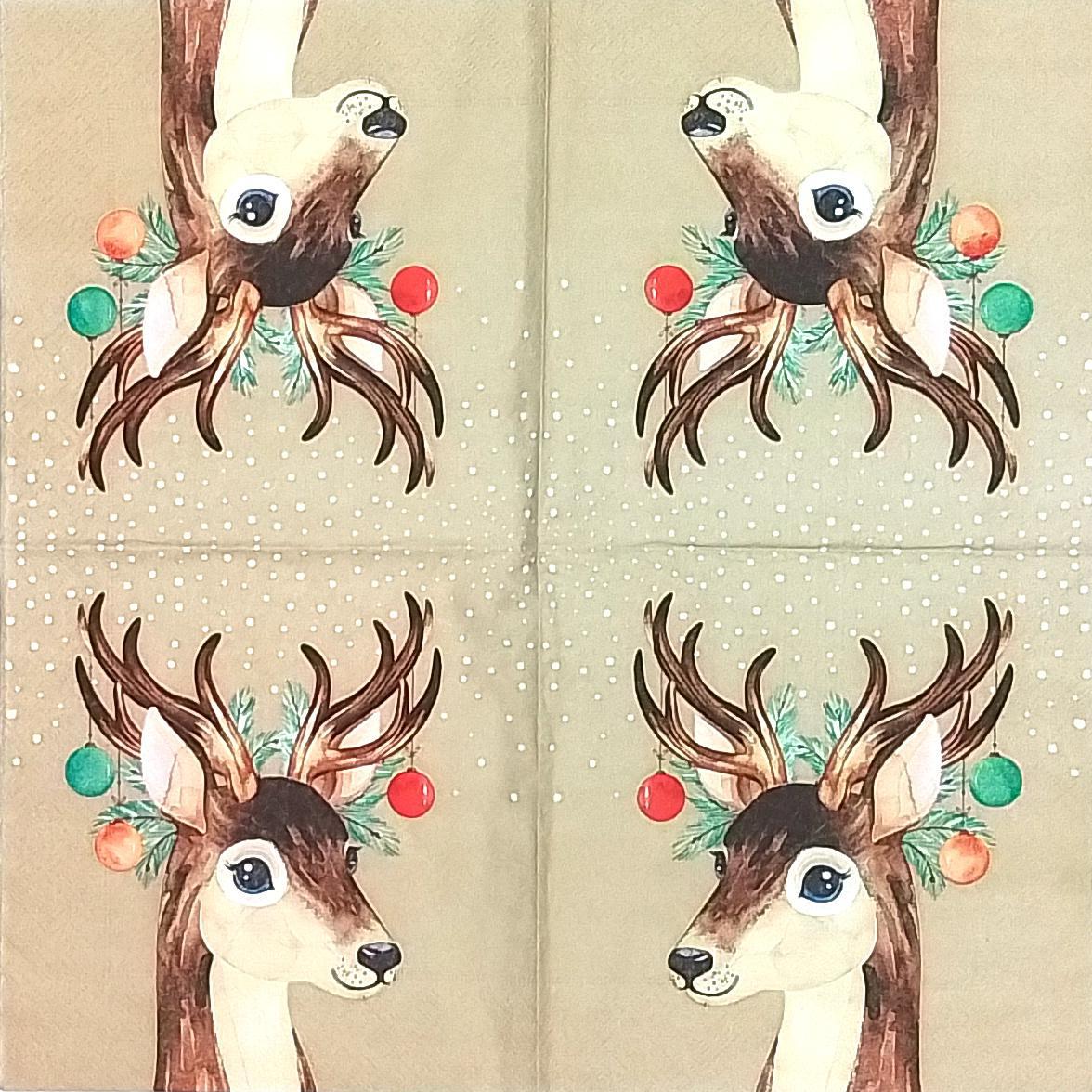 Decoupage Napkins 6.5" - Deer Baubles