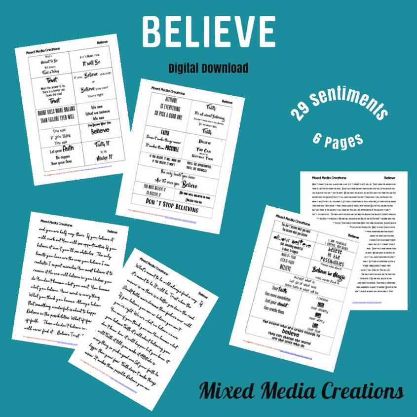 Mixed Media Creations Digital Sentiment Pack - Believe