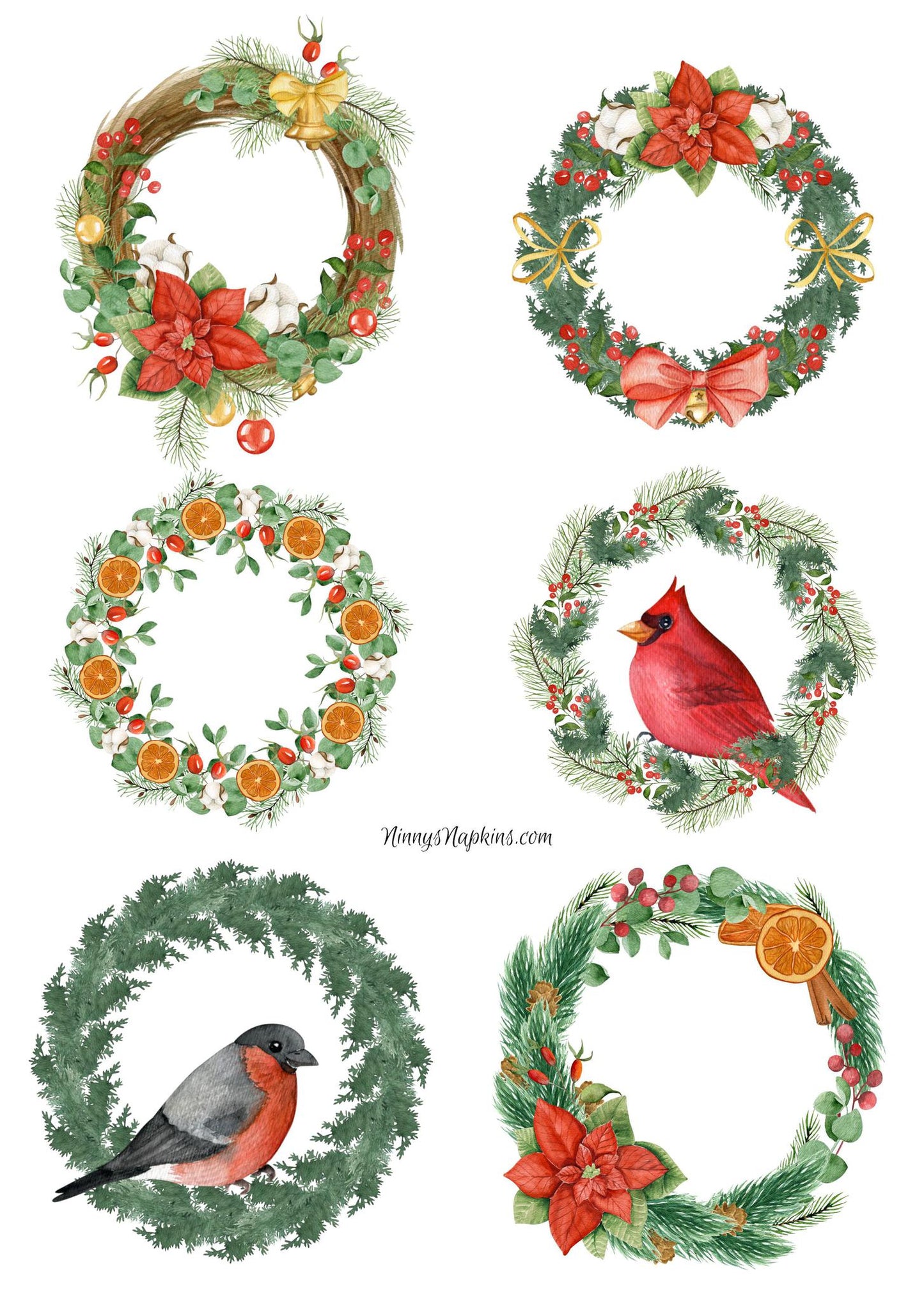 Ninny's Rice Paper A4 - Winter Wreaths