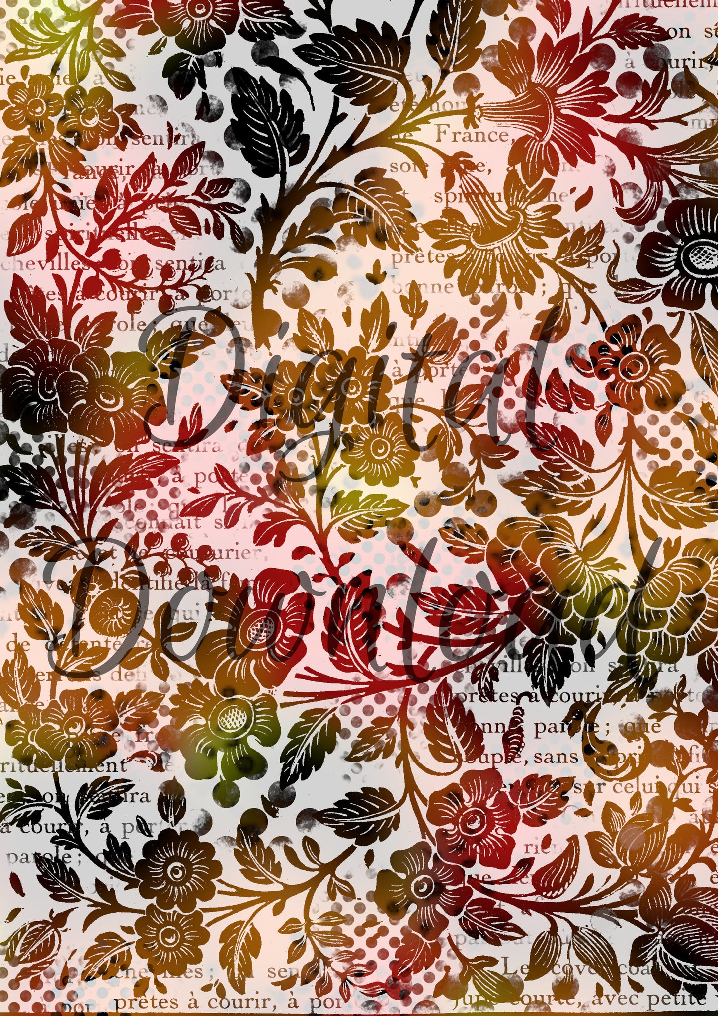 Ninny's Floral Background Digital Download A4