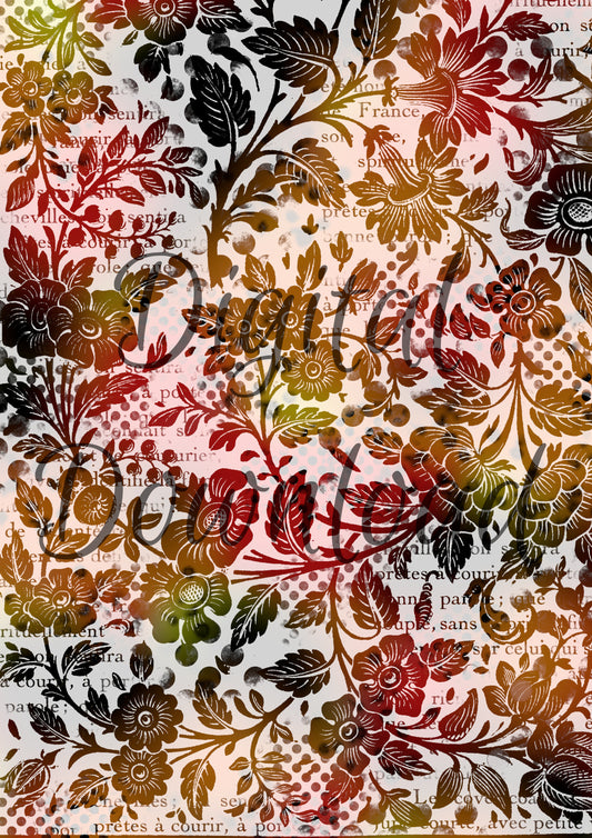 Ninny's Floral Background Digital Download A4