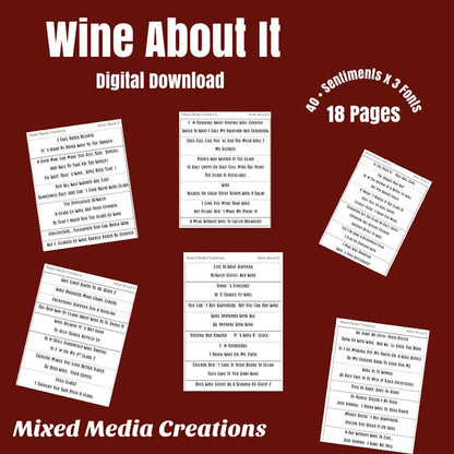 Mixed Media Creations Digital Sentiment Pack - Wine About It