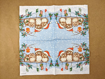 Christmas Owls - decoupage napkins