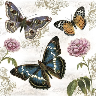 Decoupage Napkins,  Lunch 6.5" - Butterflies on Retro Background