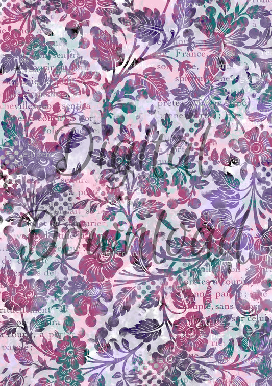 Ninny's Pastel Floral Background Digital Download A4