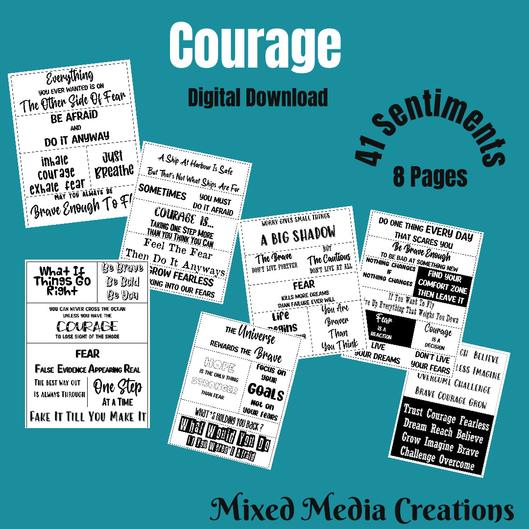 Mixed Media Creations Digital Sentiment Pack - Courage
