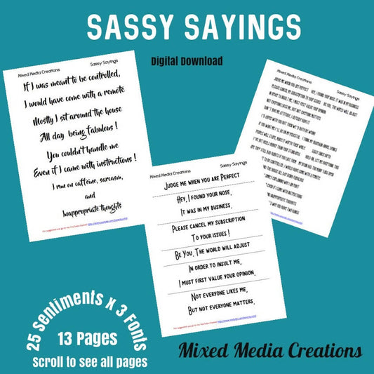 Mixed Media Creations Digital Sentiment Pack - Sassy Sayings